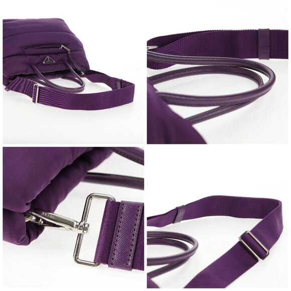 PRADA Hand Bag Nylon 2way Purple Gold Auth 138073M - Picture 15 of 16